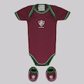 Kit Body do Fluminense + 1 par de Panturas Torcida Baby infantil VERMELHO