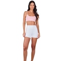 Short Feminino Alto Giro com Recortes Laterais BRANCO/ROSA