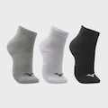 Meia Cano Curto Mizuno Prime Tam. 33 a 38 com 3 Pares Unissex CINZA