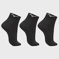 Meia Cano Curto Mizuno Basic Tam. 33 a 38 com 3 Pares Unissex PRETO