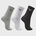 Meia Cano Médio Mizuno Prime Tam. 33 a 38 com 3 Pares Unissex CINZA