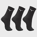 Meia Cano Médio Mizuno Prime Tam. 33 a 38 com 3 Pares nissex PRETO