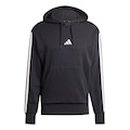Blusão de Moletom Masculino adidas com Capuz 3 Stripes PRETO/BRANCO