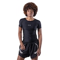 Rashguard Manga Curta Compressão Pretorian Feminino PRETO/PRETO