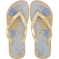 Chinelo Guarujá Florido Tira Fina Feminino BEGE