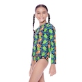 Camiseta Infantil Speedo Manga Longa Jungle Tiger PRETO