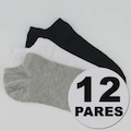 Kit 12 Pares de Meia Sapatilha Cano Invisível Selene Unissex BRANCO