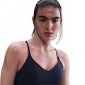 Top Fitness com Bojo Nike Baixa Sustentação Dri-Fit Indy SPT BRA AZUL ESCURO