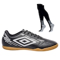 Chuteira de Futsal Adulto Umbro Brave + 1 par de Meião PRETO/BRANCO