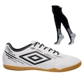 Chuteira de Futsal Adulto Umbro Brave + 1 par de Meião BRANCO/PRETO