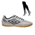 Chuteira de Futsal Adulto Umbro Brave + 1 par de Meião CINZA/PRETO