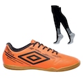 Chuteira de Futsal Adulto Umbro Brave + 1 par de Meião LARANJA/PRETO