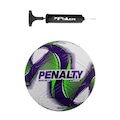 Kit Bola de Society Penalty Líder 25 + Bomba de Ar BRANCO/ROXO