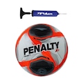 Kit Bola de Society Penalty S11 R2 25 + Bomba de Ar BRANCO/LARANJA