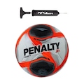 Kit Bola de Society Penalty S11 R2 25 + Bomba de Ar BRANCO/LARANJA
