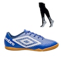 Chuteira Futsal Umbro X-Diamond + 1 Meião Adulto AZUL/BRANCO
