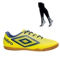 Chuteira Futsal Umbro X-Diamond + 1 Meião Adulto AMARELO/AZUL