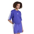 Camiseta Feminina Adidas Essentials Solta Três Listras ROXO CLARO/BRANCO