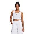 Camiseta Regata Feminina Adidas Cropped Essentials Small Logo BRANCO/PRETO