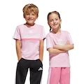 Camiseta Infantil Adidas Seasonal Essentials Tiberio Três Listras ROSA/BRANCO