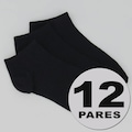 Kit Meia Selene Sapatilha 12 Pares Unissex PRETO