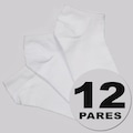 Kit Meia Cano Curto Selene Sapatilha 12 Pares Unissex BRANCO