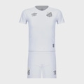 Kit Uniforme de Futebol Infantil Umbro Santos Oficial 2025 BRANCO