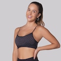 Top Selene Quadriculado Sem Costura com Bojo Removível Feminino PRETO