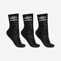 Meia Cano Médio Unissex Tripack Umbro PRETO