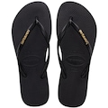 Chinelo De Dedo Havaianas Slim Logo Metallic Feminino PRETO