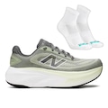 Tênis New Balance More V6 Masculino + Par de Meias Performance VERDE CLA/CINZA CLA