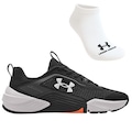 Kit Masculino Tênis Under Armour Tribase Reps 2 Se E Meia PRETO/BRANCO