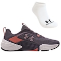 Kit Feminino Tênis Under Armour Tribase Reps 2 Se E Meia CINZA ESC/LARANJA