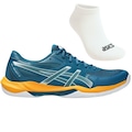 Kit Tênis ASICS GEL-Rocket 12 E Meia - Masculino AZUL ESC/AMARELO