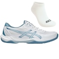 Kit Tênis ASICS GEL-Rocket 12 E Meia - Masculino BRANCO/AZUL CLA