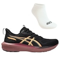 Kit Tênis ASICS Gt-1000 14 E Meia - Feminino PRETO/LARANJA