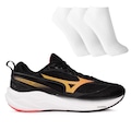 Tênis Mizuno Space 5 Masculino + 3 Pares de Meias PRETO/LARANJA