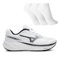 Tênis Mizuno Space 5 Masculino + 3 Pares de Meias BRANCO/PRETO