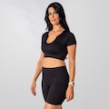 Conjunto Fitness Short E Cropped Canelado Alma Genius Feminino PRETO