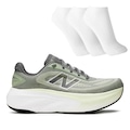 Tênis Masculino New Balance More V6 + 3 Pares de Meias VERDE CLA/CINZA CLA