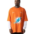 Camiseta Huge Oversized Masculina Approve x NFL II Dolphins LARANJA