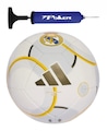 Kit Bola de Futebol de Campo Adidas Real Madrid Club + Bomba de Ar BRANCO/AMARELO