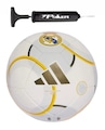 Kit Bola de Futebol de Campo Adidas Real Madrid Club + Bomba de Ar BRANCO/AMARELO