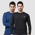 Kit 2 Camisa Térmica Masculina Manga Longa com Proteção UPF50 Performance Wear PRETO/AZUL