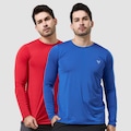 Kit 2 Camisa Térmica Masculina Manga Longa com Proteção UPF50 Performance Wear AZUL CLA/VERMELHO