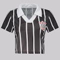Camiseta Cropped Do Corinthians Retrô Feminino FutFanatics PRETO