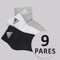 Meia Cano Médio adidas Logo Unissex - 9 pares BRANCO