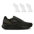 Kit Masculino Tênis Olympikus Volcan 2 + 3 Pares de Meias Olympikus Invisíveis PRETO/AMARELO