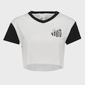 Camiseta Cropped Braziline Santos Movimentar Feminina BRANCO