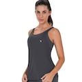 Camiseta Regata Alto Giro Com Elástico Feminina CINZA ESCURO